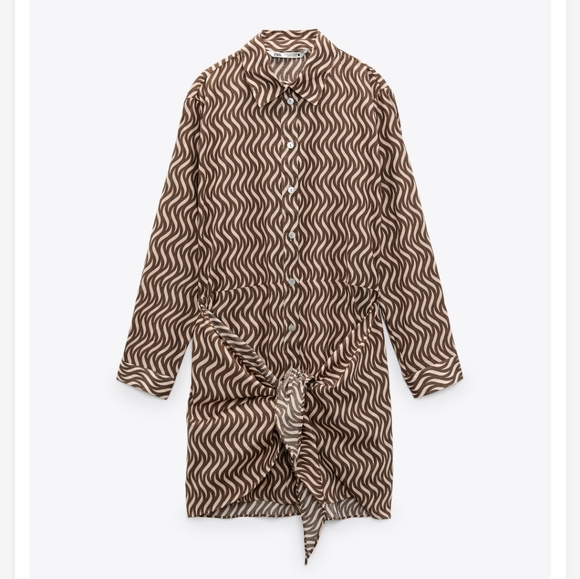 Zara WOMANS Printed Dress With Knot - Picture 8 of 9